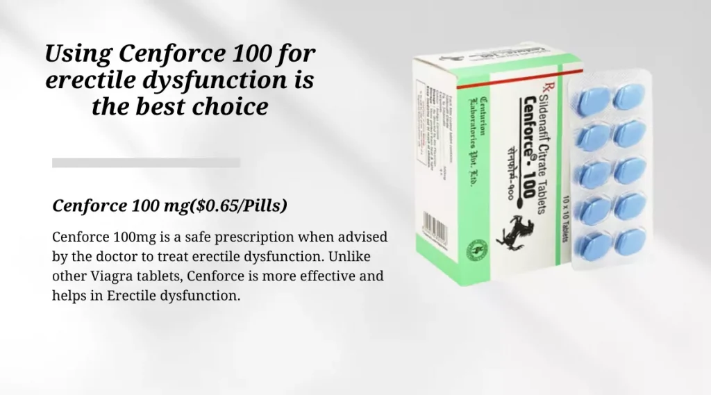 Using Cenforce 100 for erectile dysfunction is the best choice